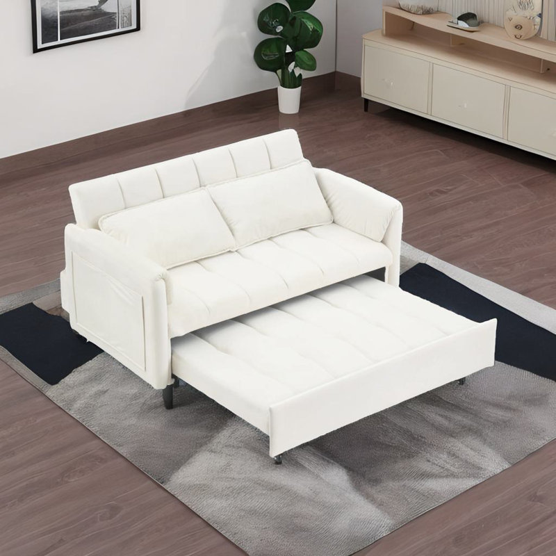 Causeuse moderne en velours, Beige