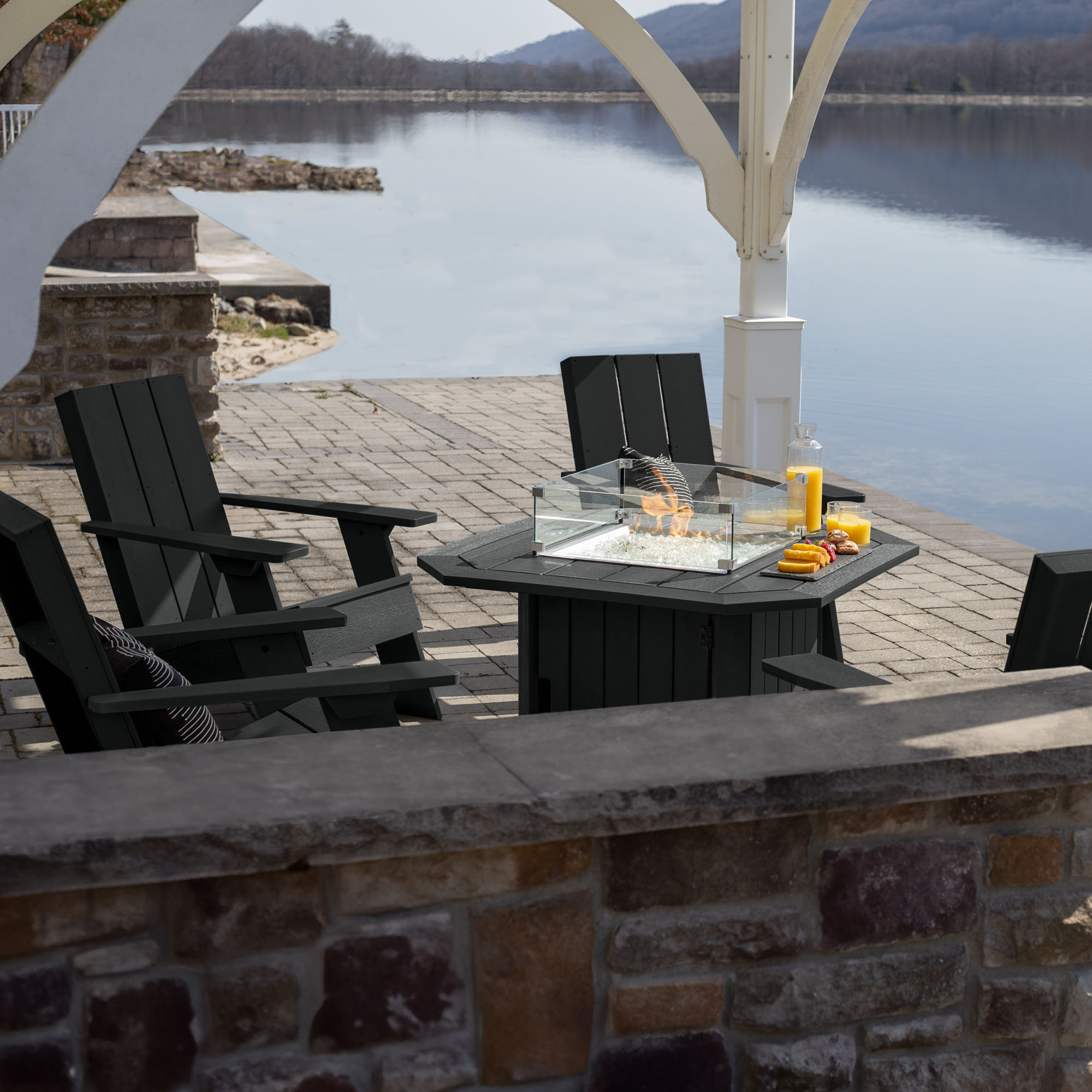 Outdoor Adirondack Set, Black