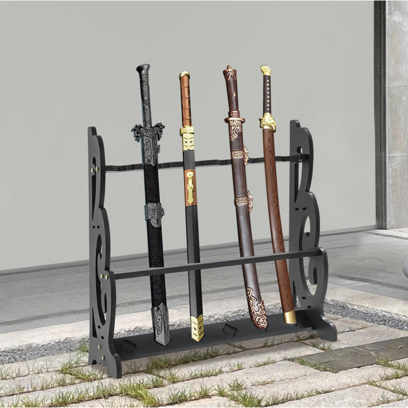 6 Hole Adjustable Vertical Sword Rack, Black