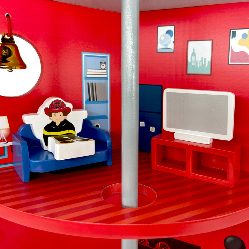  Ensemble de jeu de caserne de pompiers 3 pièces avec figurines 25 pièces Teamson Kids