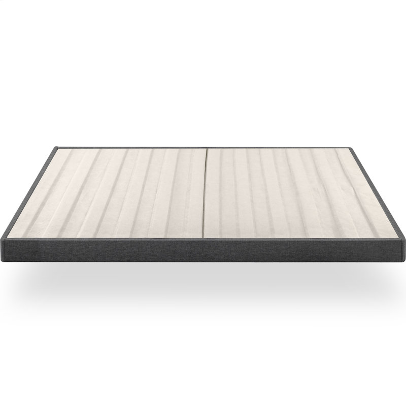King Size Gray Upholstered Metal and Wood Box Spring
