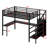 Metal Loft Bed With L-Shaped Desk And USB, Wardrobe And  Shelf, High Loft Bed With LED For Kids Teens Adults-268928733-268928735