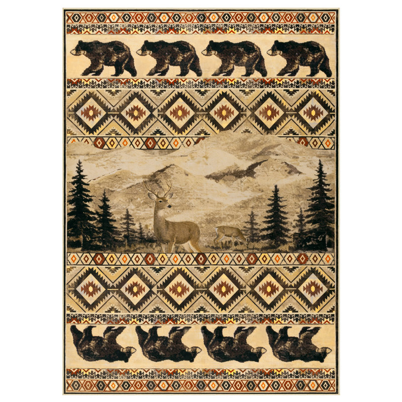 Tapis en faux cachemire, tapis d'intérieur rustique, Rectangle 5 pi x 7 pi