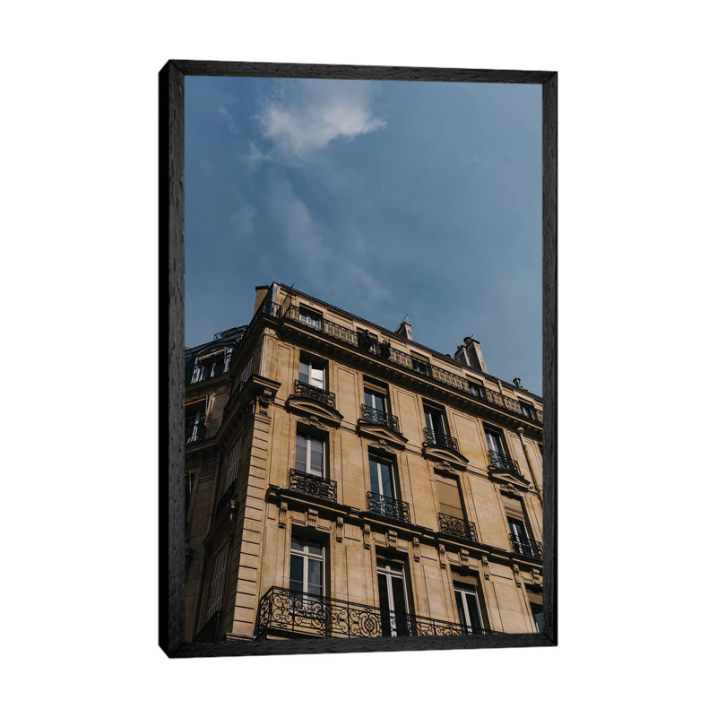 Parisian Smoke Break by Bethany Young - Print on Canvas, Black Framed, 101.6cm H x 66.04cm W x 3.81cm D