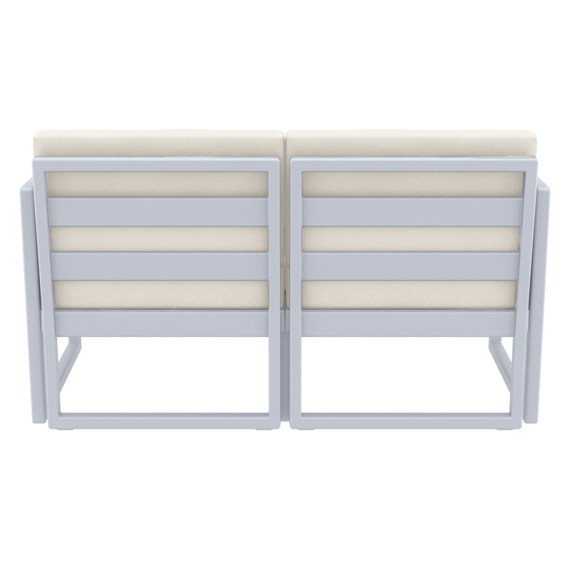 Lane 58'' Wide Straight Loveseat with Cushions, White, Canvas Natural Sunbrella® Canvas