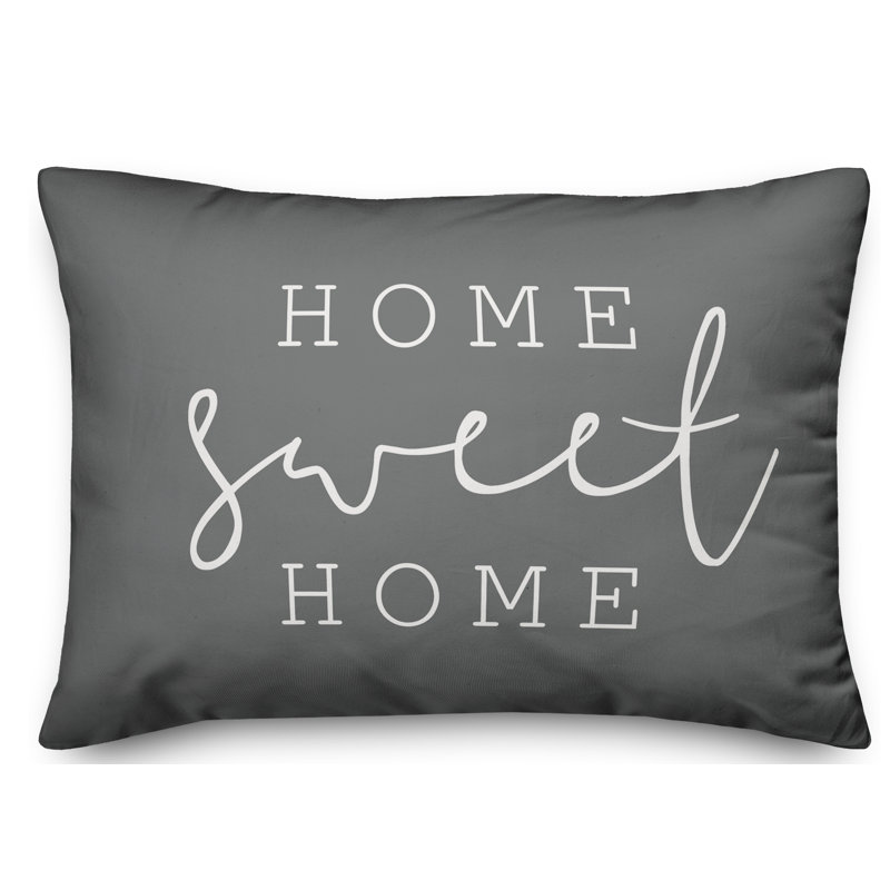 Outdoor Throw Pillow, Dark Gray/White