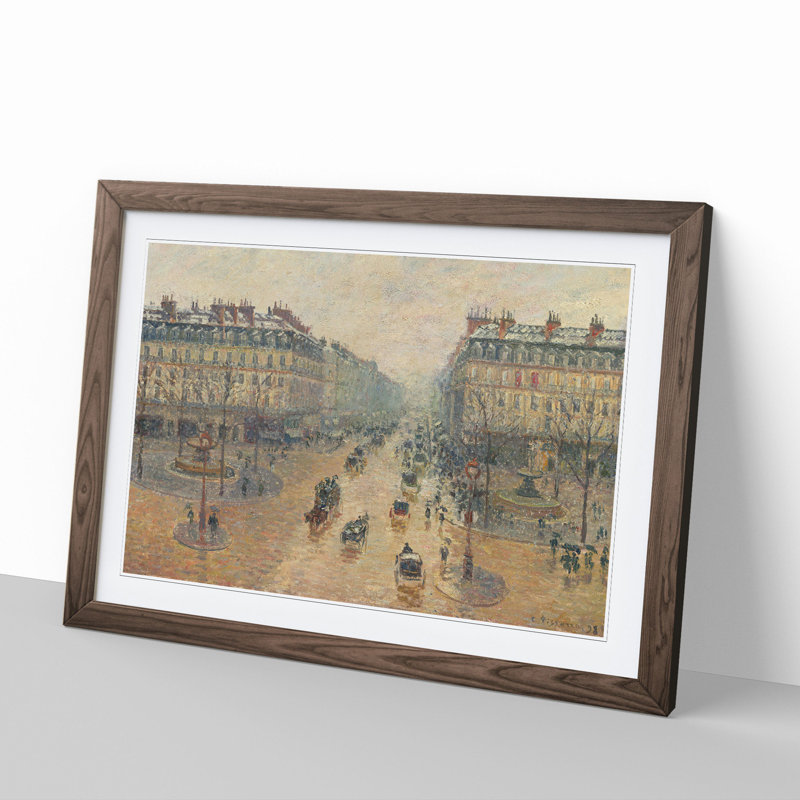 Avenue De L'Opera by Camille Pissarro - Picture Frame Painting, Walnut Framed, 36cm H x 48cm W x 2cm D