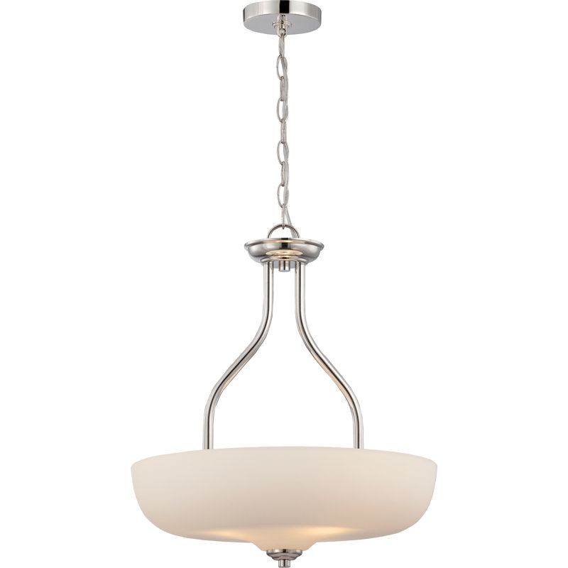 Luminaire bol suspendu unique à 3 lumières Craine, Nickel poli
