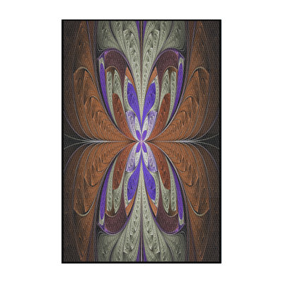 Tapis brun/mauve/beige tissé à la machine