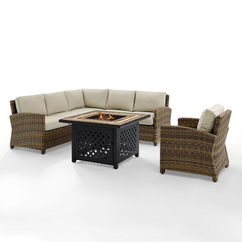 6 - Person Patio Conversation Set with Cushions, Sand