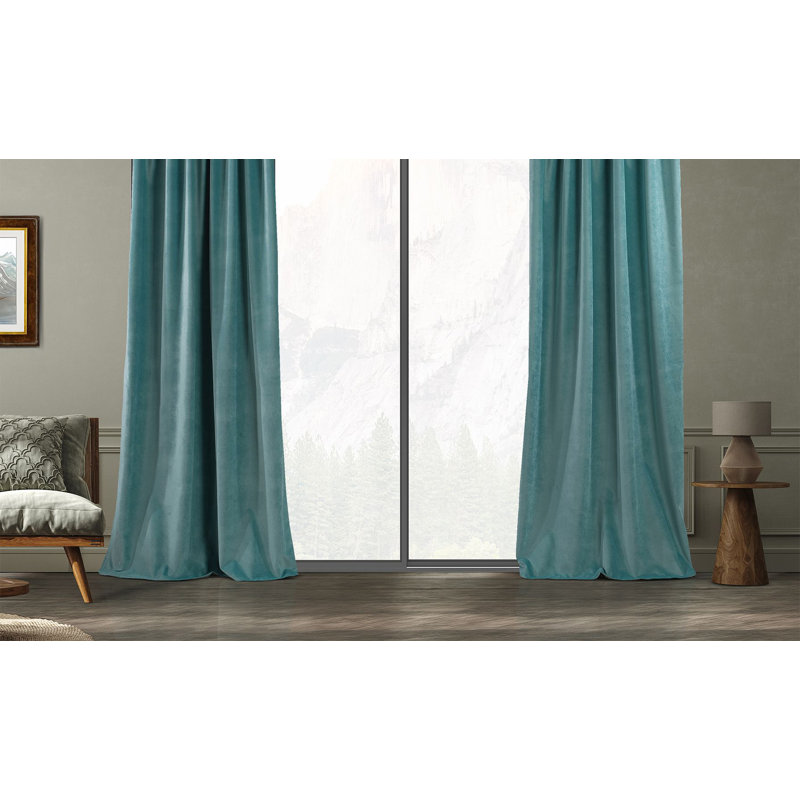 Blackout Single Curtain Panel, Bluishgreen, 130cm Width x 400cm Drop