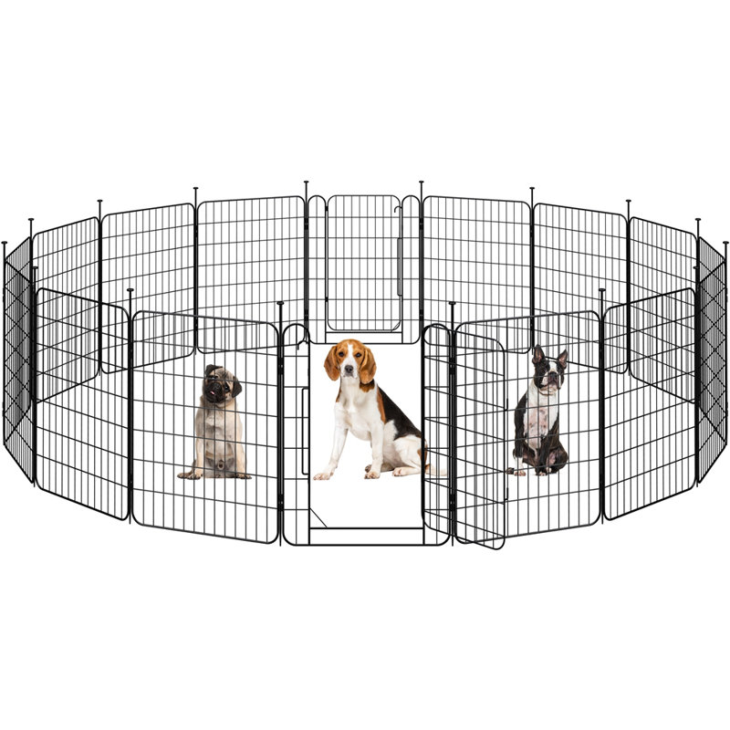 Panneaux de parc pour grand chien avec porte pour petits chiens, H 31,50 po x l 145,30 po x P 48,40 po