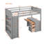 Lit mezzanine simple avec échelle, tablettes et bureau, gris-288394540