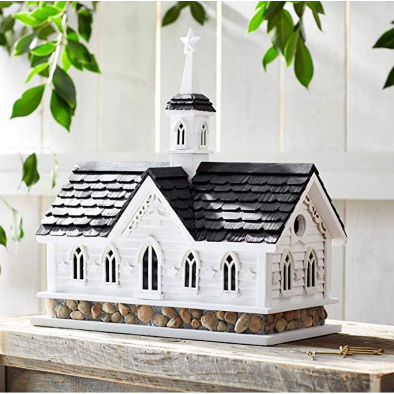 White and Black River Stone Star Barn Birdhouse