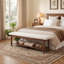 Banc rembourré en bois massif de 180 cm avec rangement, banc de bout de lit pour chambre à coucher