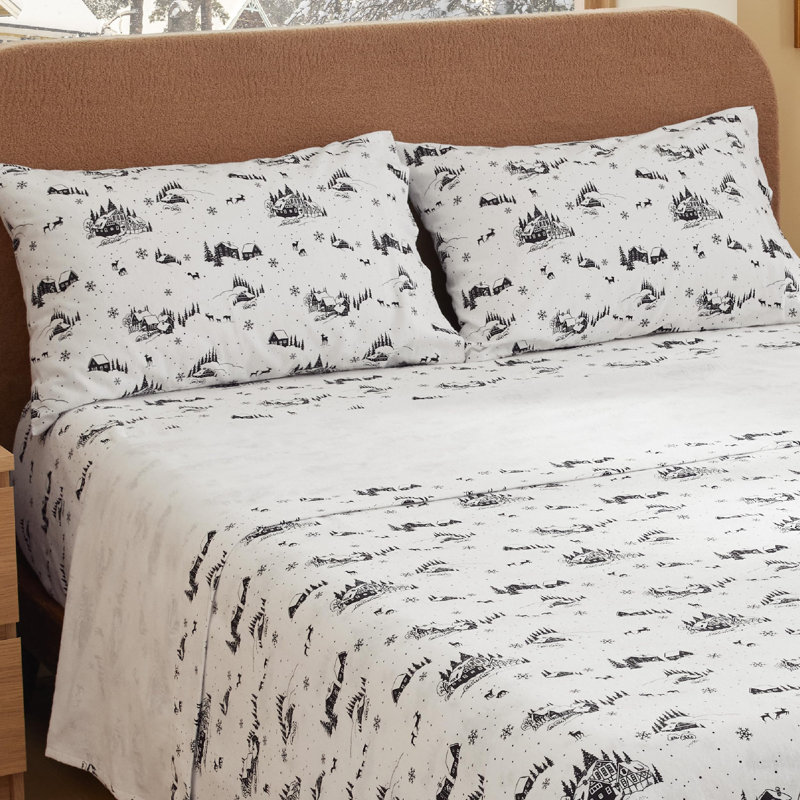 Ensemble de lit en flanelle 100% coton, Ensemble de draps pour lit simple avec 1 taie d'or