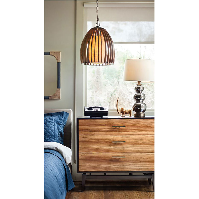Carling 1 - Light Old Iron/Polished Fruitwood Single Pendant