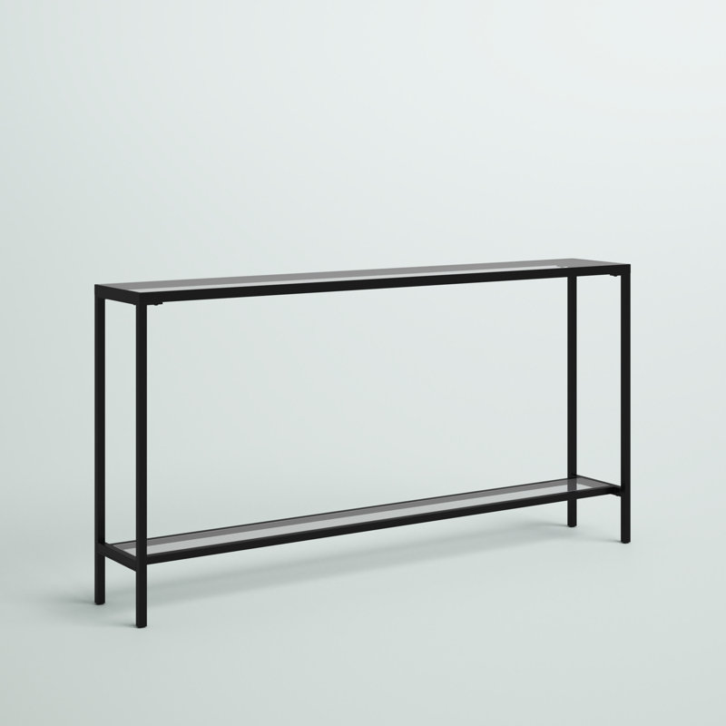 Imes 60" Mirrored Glass Top Console Table, Black