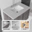 Meuble-lavabo de 76 cm avec lavabo simple en céramique, comptoir et dosseret en marbre reconstitué, armoire suspendue en contreplaqué, portes à fermeture amortie, chêne gris-133387935