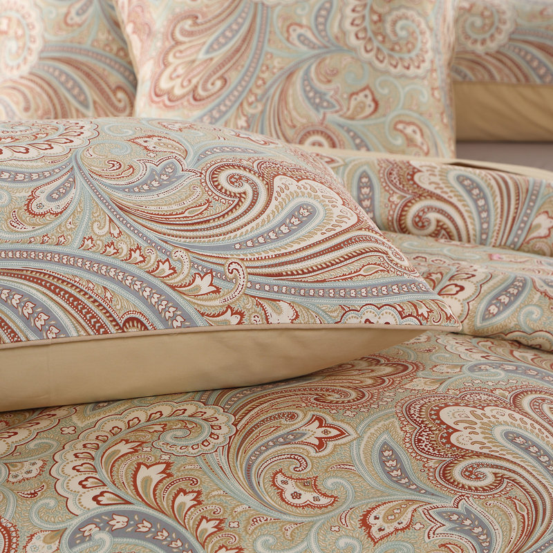  800TC 100% Egyptian Cotton Duvet Cover Set，3pcs Luxury Classic Boho Paisley Bedding Set, Skin-friendly, Aesthetic Botanical Pattern for Bedroom Guest Room Student Dorm All Seasons