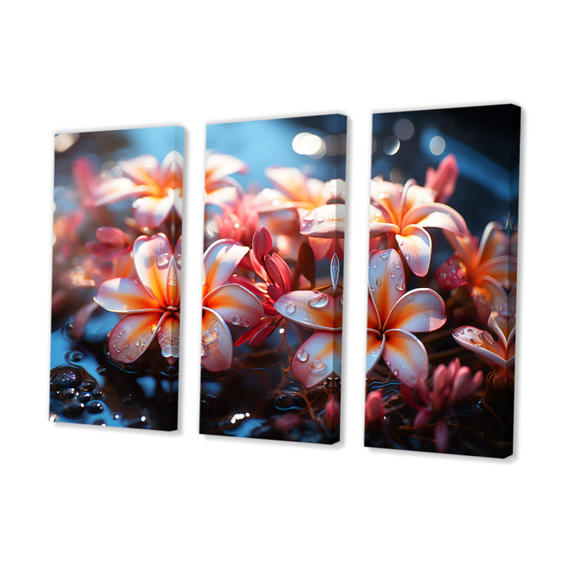 Plumeria tropical tropical coloré II - ensemble d'art mural Plumeria, H 40 po x l 60 po x P 1 po