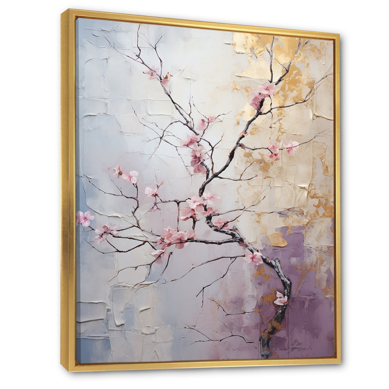 Décoration murale Blossom Tree Whispers Of Pink III - Floral and Botanical, H 44 po x l 34 po x P 1,5 po, Cadre flottant doré