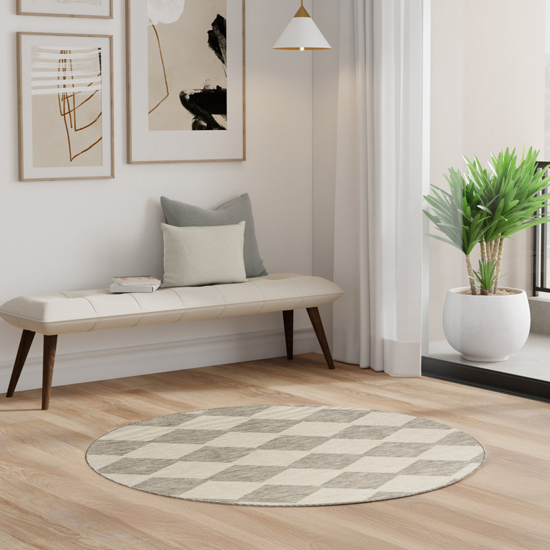 Nourison Positano 4' x Round Light Grey Modern Rug, Light Gray, Round 4'