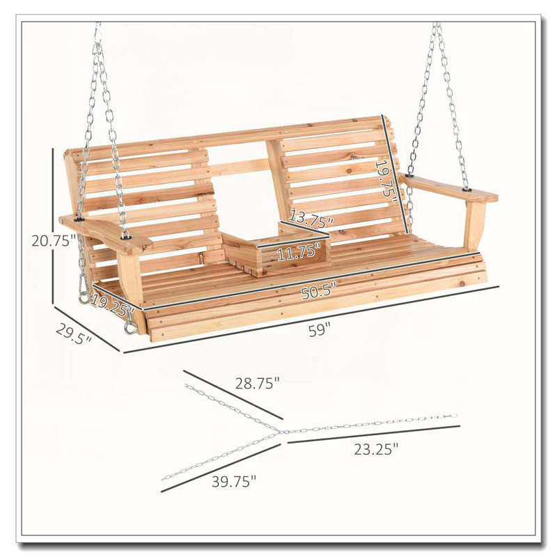 Balancelle d'extérieur 3 places en bois