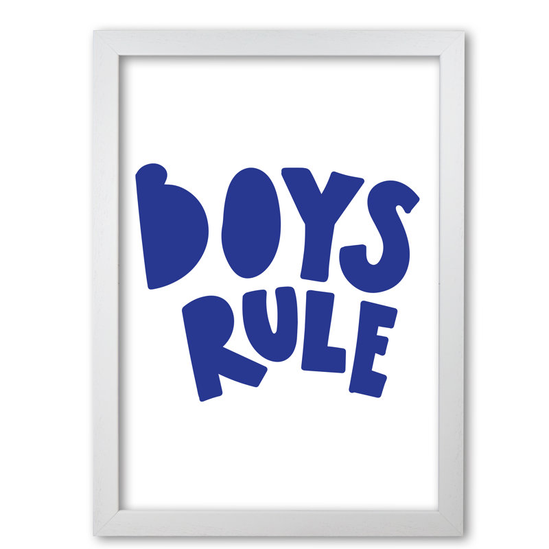Boys Rule - Print, 85 cm H x 60 cm W x 5 cm D, White Grain Frame