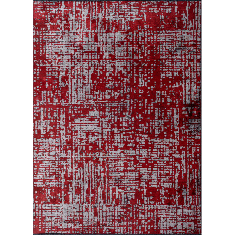 Rapture Red/Gray Abstract Luxury Area Rug, Rectangle 7'10" x 11'2"