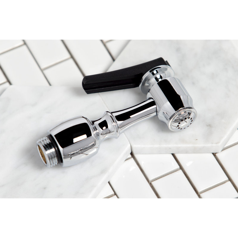 Kingston Brass Victorian Single-Handle 2-or-4 Hole Deck Mount Kitchen Faucet with Brass Sprayer, Polished Chrome