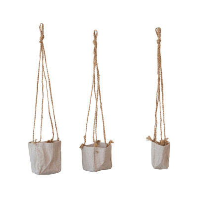 Round Jute and Cotton Hanging Planters