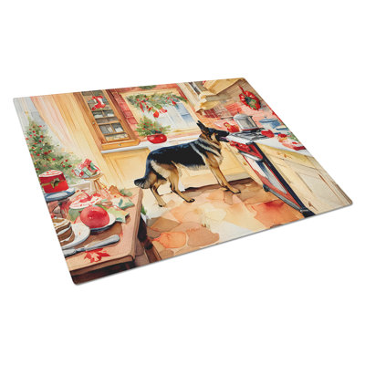 German Shepherd Christmas Cookies Glass Cutting Board