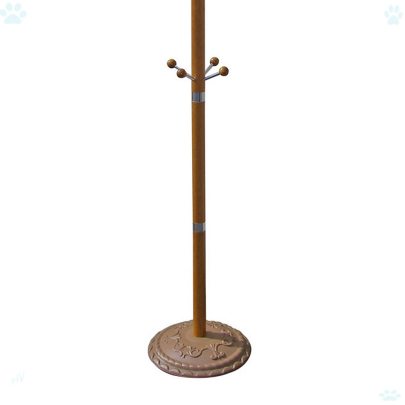 73" Tall Chrome And Wood Coat Rack, Oak