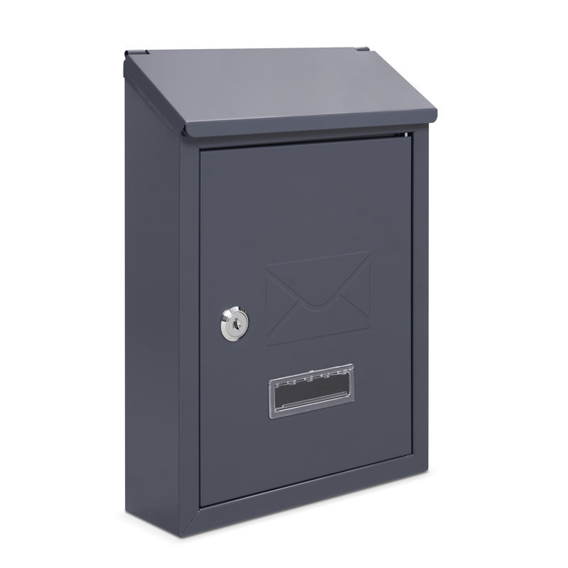 Celes Steel Wall Mounted Post Box, Grey