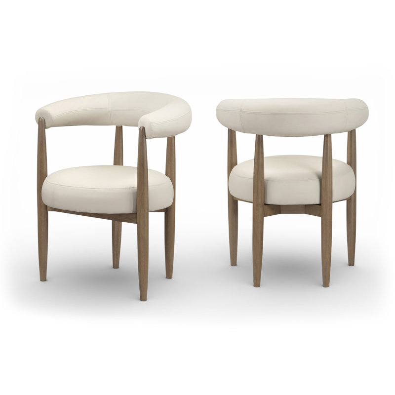 Chaise rembourrée en cuir végétalien beige Sable, Cuir végétalien beige, Brun