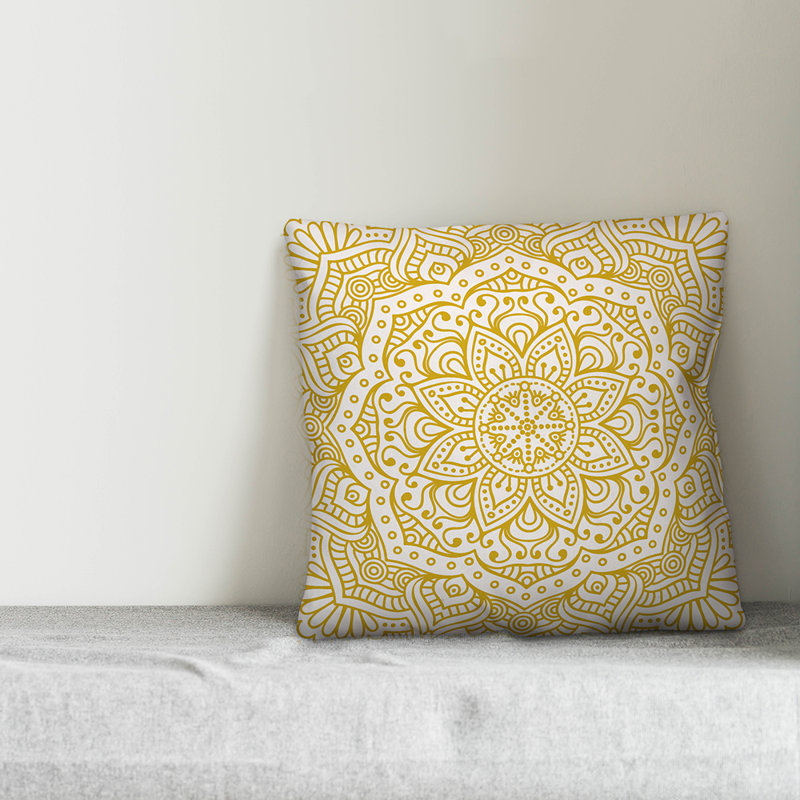 Damask Throw Pillow, 16" x 16", Light Yellow