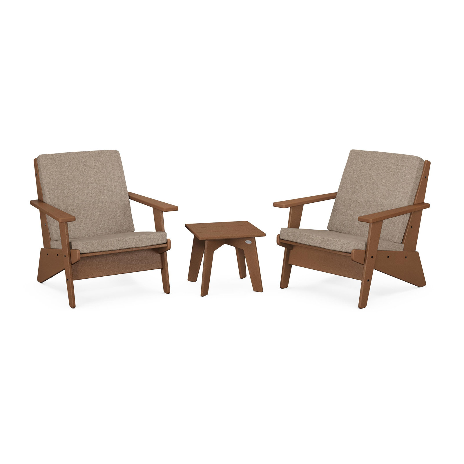 Riviera Modern Lounge 3-Piece Set, Spiced Burlap, Teak