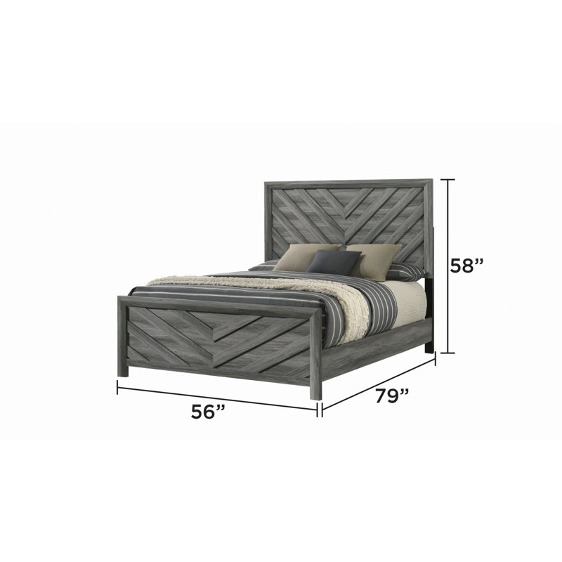 Bed Made With Wood, Gris, Lit double