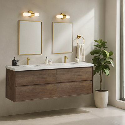Melihcan 72 Inch Floating Wall-mounted Bahtroom Vanity With Double Sinks