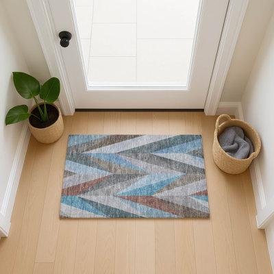 Machine Washable Indoor/Outdoor Huseby ACN2265 Geometric Rug