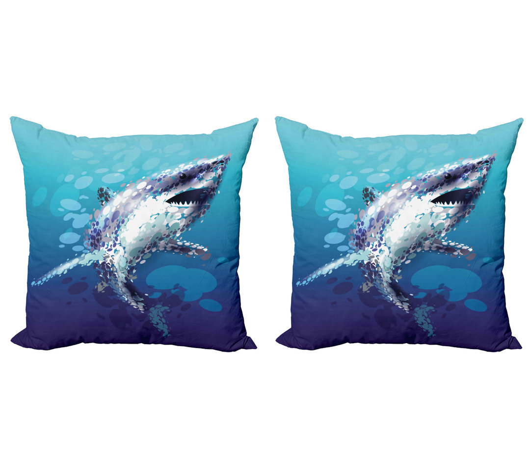 Dekokissen Kissenbezug, Shark Oceanlife Tier, Blau, Blau grau