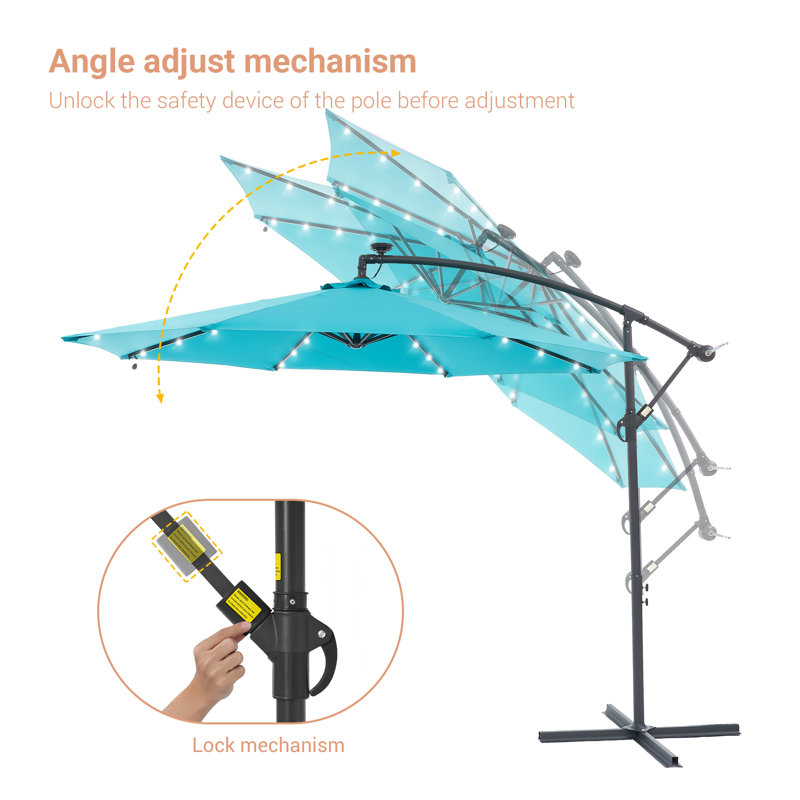 Parasol en porte-à-faux 10 pi Atanase, Turquoise