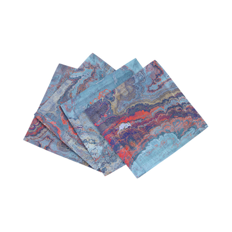 Serviettes cocktail en satin de coton Agate, Lave