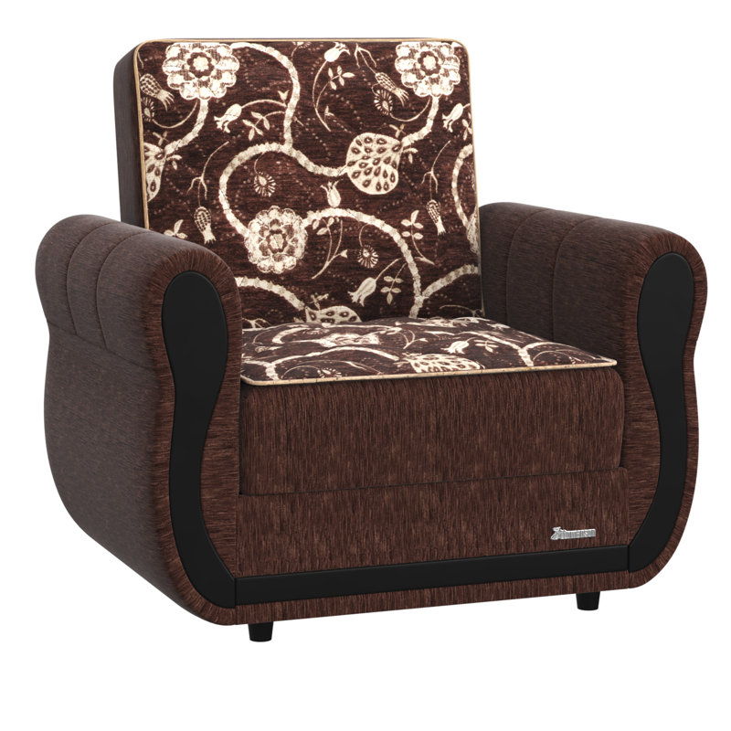 Fauteuil-lit rembourré convertible avec rangement, Chenille brun