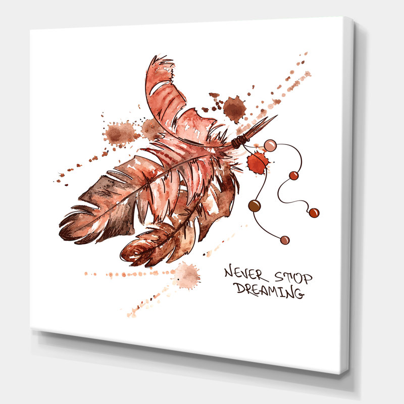 Plumes d'oiseaux dans des tons de terre - reproduction sur toile, Toile tendue, H 30 po x l 30 po x P 1 po