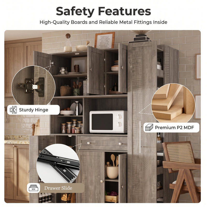 Armoire de rangement pour garde-manger autoportante Zorindale, Brown