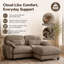 Canapé d'angle modulaire Elarquess Cloud pour 2 personnes avec pouf amovible, assise profonde en chenille, coussins en mousse haute densité et ressorts, 2 petits coussins lombaires-748610047