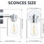 Ensemble de deux appliques murales modernes pour meuble-lavabo en chrome avec abat-jour en verre transparent