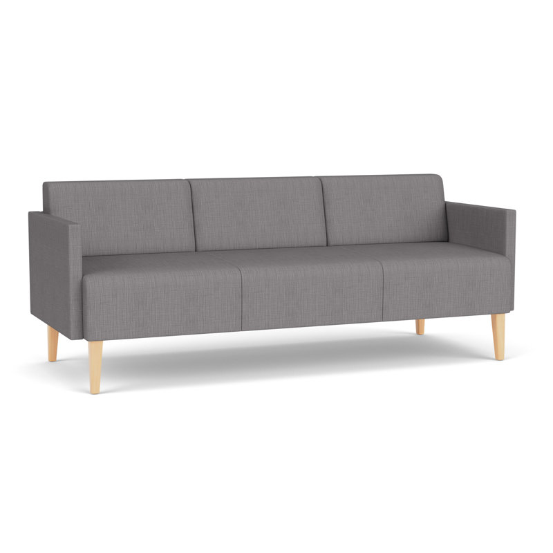 Luxe Lounge Reception Sofa, Plot Line Steel, Natural Wood